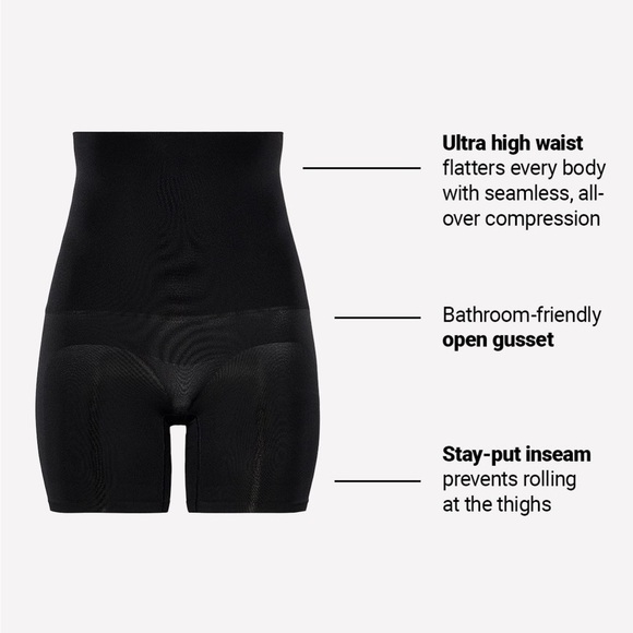 Fabletics Nearly Naked Shapewear Ultra High Waist Black Booty Lift Short Sz M/L - Picture 5 of 8